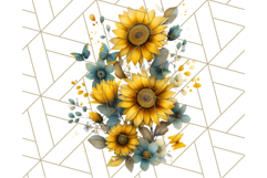 Sunflower and Butterfly PNG Clipart, Bright Jewel Tones Png Product Image 2