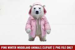 Pink Winter Woodland Animals Clipart PNG Product Image 1