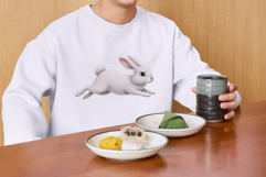 Summer White Bunny Meadow Clipart Product Image 6