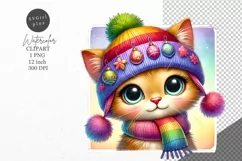 Christmas clipart, Cat clipart, Winter clipart Product Image 1