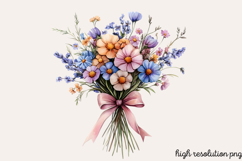 Watercolor Spring Flowers Clipart PNG Product Image 1