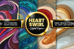 Heart Swirl Digital Papers - 04 variations Product Image 1