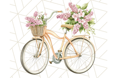 Bicycle with Flowers PNG, Pastel Spring Floral Bike Clipart Product Image 2