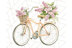 Bicycle with Flowers PNG, Pastel Spring Floral Bike Clipart Product Image 2