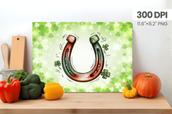Lucky Horseshoe with Shamrocks Cutting Board PNG Sublimation Product Image 1