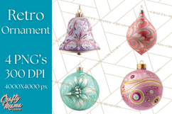 Retro Ornament Clipart PNG, Vintage Christmas Clip Art Product Image 1