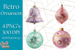 Retro Ornament Clipart PNG, Vintage Christmas Clip Art Product Image 1