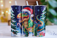 Merry Dinosaur Tumbler Wrap | Christmas Wrap Product Image 1