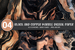 Black and Copper Marble Digital Paper Product Image 1