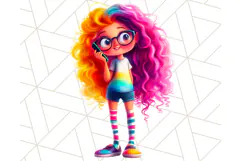 Cute Girl Clipart PNG, Playful Character Illustration Product Image 2