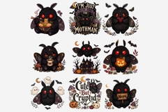 Cute Mothman PNG Clipart Bundle, Halloween Cryptid Graphics Product Image 8