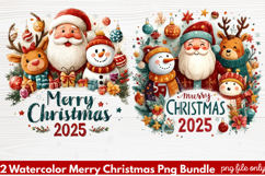 2 Watercolor Merry Christmas PNG | Festive Holiday Product Image 1