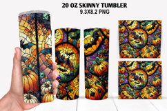 Bats Skinny Tumbler 20oz Wrap Design, Halloween Tumbler PNG Product Image 1