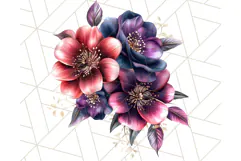 Gothic Floral PNG, Dark Aesthetic Flowers Clipart Print Product Image 2