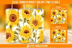 Sunflower Tumbler Wrap Designs, Sublimation Wrap Product Image 1
