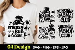 Messy Bun Ocean Fun SVG PNG Product Image 1