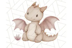 Watercolor Baby Dragon Clipart, Cute Nursery Fantasy PNG Product Image 4