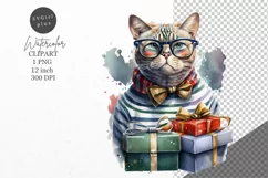 Christmas clipart, Cat clipart, Winter sublimation Product Image 1