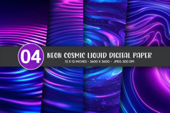Neon Cosmic Liquid Digital Paper Product Image 1