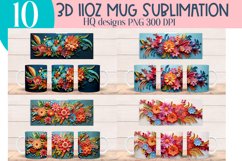 Floral 3D mug Wraps for Sublimation BUNDLE paper cut effect Product Image 2