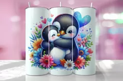 Valentine's Day Penguin Tumbler Wrap Sublimation Design Product Image 1