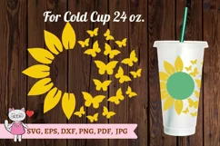 Sunflower Butterfly svg for Full Wrap Venti Cold Cup 24 oz Product Image 1