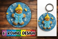 Christmas 3D Gingerbread Round Design Keychain Sublimation Product Image 1