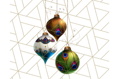 Peacock Christmas Clipart in Jewel Tones, Christmas Png Product Image 2