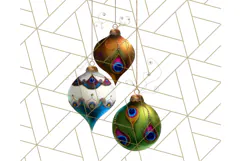 Peacock Christmas Clipart in Jewel Tones, Christmas Png Product Image 2