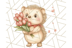 Cute Animals with Tulips PNG, Spring Flower Clipart Download Product Image 2