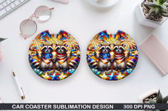 Raccoon Car Coaster Sublimation, 4th Of July Coaster PNG Product Image 1