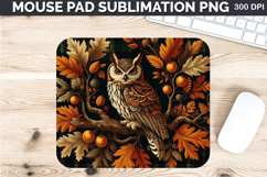 Watercolor Owls Mouse Pad Sublimation - Thanksgiving PNG Product Image 1