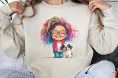 Colorful Girl Dog Clipart PNG Product Image 1