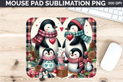 Watercolor Penguins Mouse Pad Sublimation - Valentines PNG Product Image 1