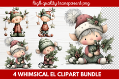 Whimsical Elf Clipart | Cute Christmas Elf PNG Illustration Product Image 1