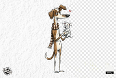 Whimsical Dog Mom With Puppy Clipart Product Image 1