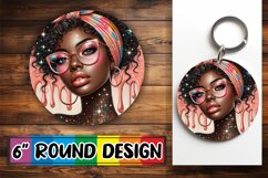 Cheerful Ornaments Circle PNG, Afro Girl Product Image 1
