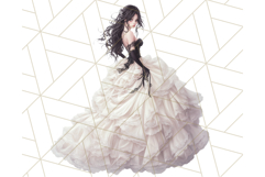 Victorian Gothic Wedding Dress PNG, Dark Bridal Clipart Product Image 2