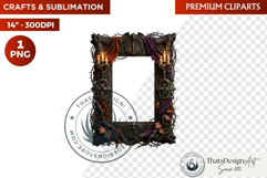 Autumn clipart Harvest of Haunts Halloween Gothic Frame PNG Product Image 1