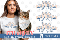 American Cat Mama Papa 4th of July USA Paw DTF PNG Bundle Product Image 1
