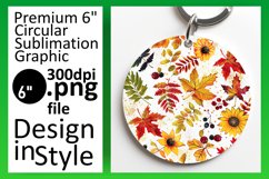 Vibrant Autumn Leaves Round Design for Fall Keychain Product Image 1