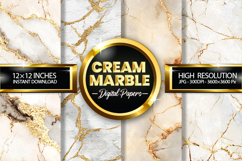 Cream Marble Digital Papers - 04 variations Product Image 1