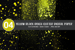 Yellow Black Bokeh Glitter Digital Paper Product Image 1