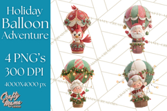 Winter Hot Air Balloon Clip Art for Crafts &amp; Design Product Image 1