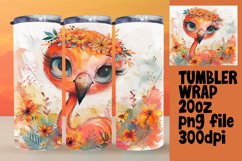 Watercolor Flamingo and Flowers Tumbler Wrap Product Image 1