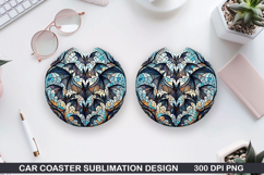 Haunted Bats Car Coaster Sublimation| Halloween Coaster PNG Product Image 1