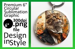 Charming Cat Comedy Sublimation Circle Design Keychain Product Image 1