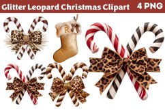 Glitter Leopard Christmas Sublimation Clipart Bundle PNG Product Image 3
