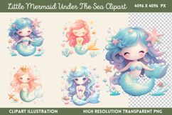 Little Mermaid Under The Sea Clipart PNG Product Image 1