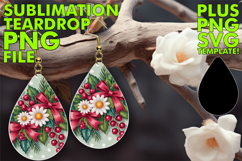 Stylish Teardrop Earrings Gift PNG, Christmas Product Image 1